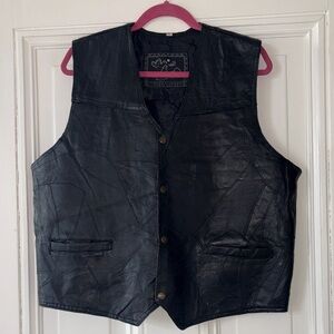 Men's Classic Black Leather Vest